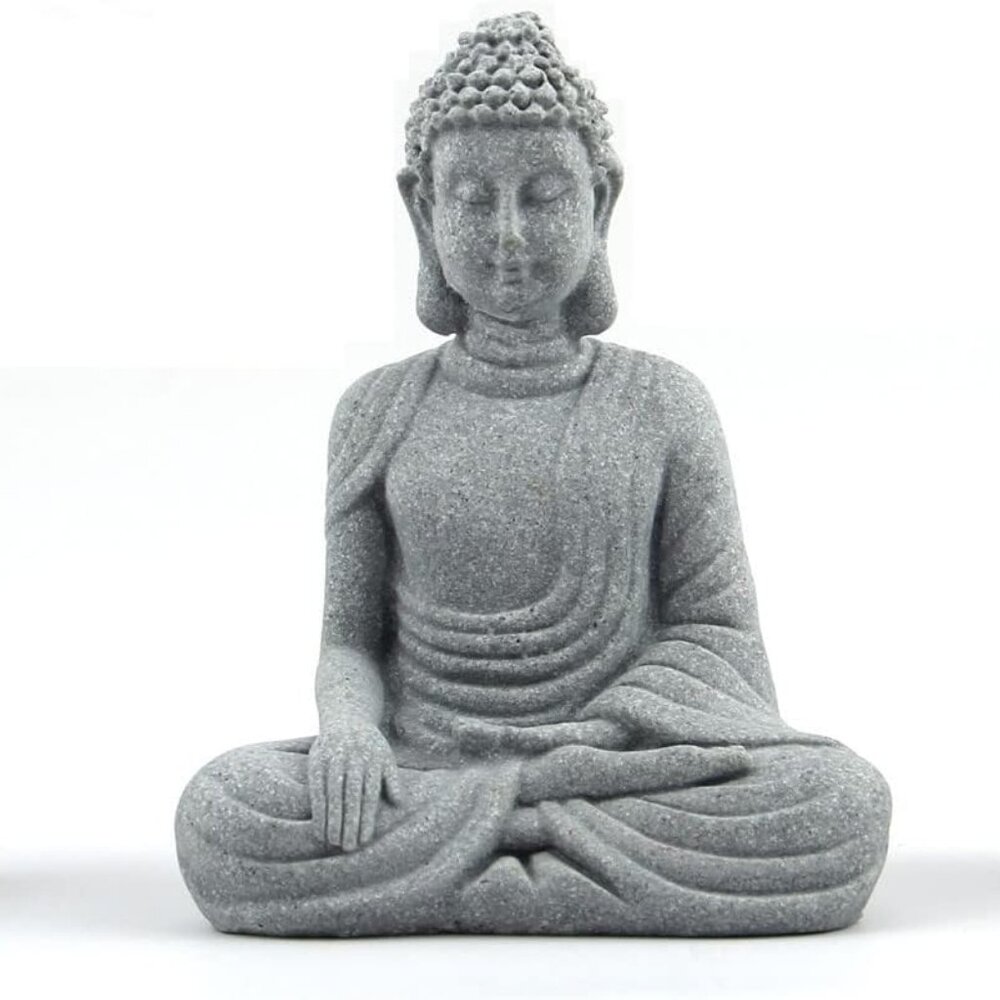 Buddha Statue and 2 Japanese Lantern Pagoda Statues - Zen Garden Accessories for